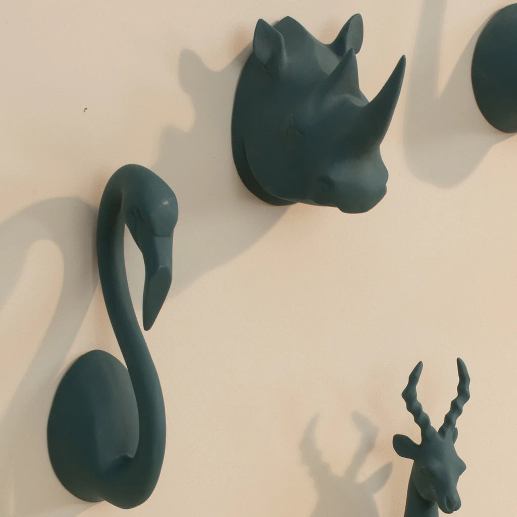 Animal Wall Hooks- Peacock Green